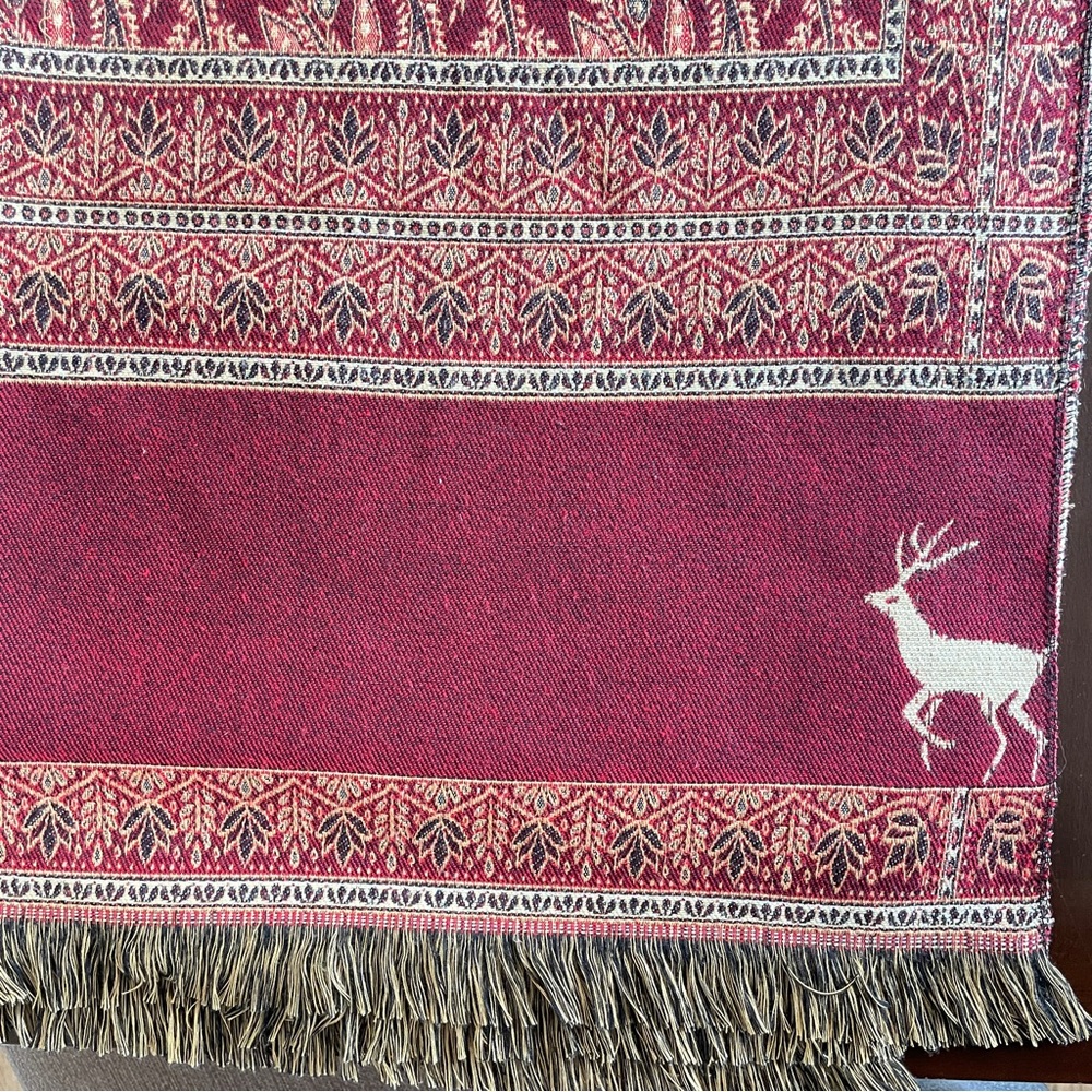 Abugazla Woven Tapestry Reversible Throw Blanket Shawl Deer Nordic Bohemian FLAW - Picture 7 of 7